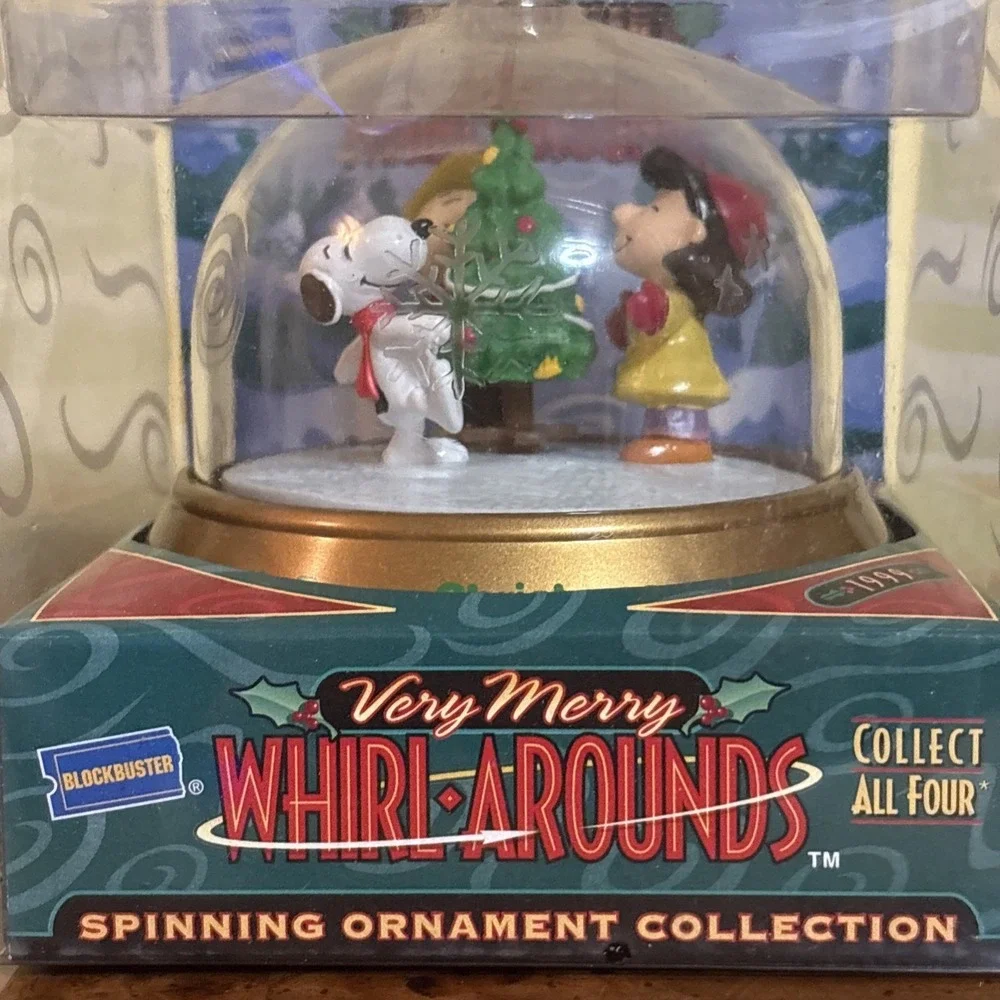 1999 Peanuts Very Merry Whirl Arounds Blockbuster Spinning Christmas Ornament
